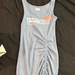 Hurley Light Blue Ruched Tank Dress